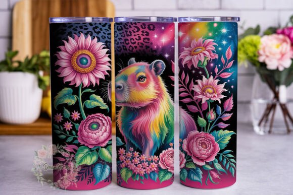 Capybara Floral Cosmic 20oz Tumbler Wrap