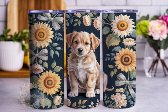 Golden Retriever Puppy Sunflower 20oz Tu