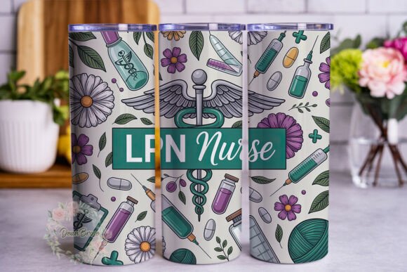 LPN Nurse Life Floral Tumbler Wrap PNG