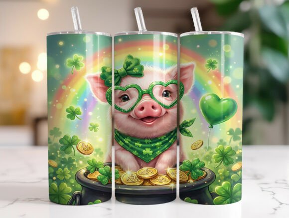 Lucky Pig St Patrick's Day Tumbler Wrap