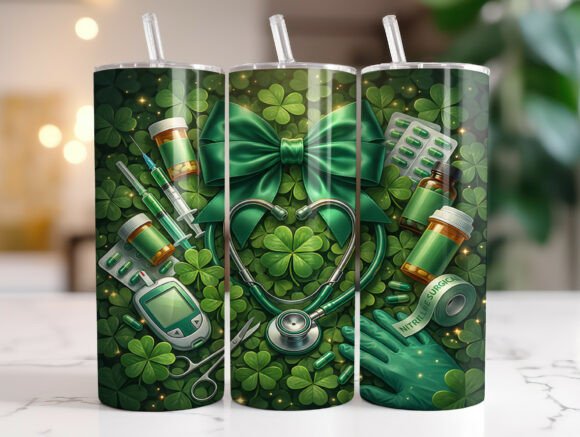 Lucky Shamrock Nurse 20oz Tumbler Wrap