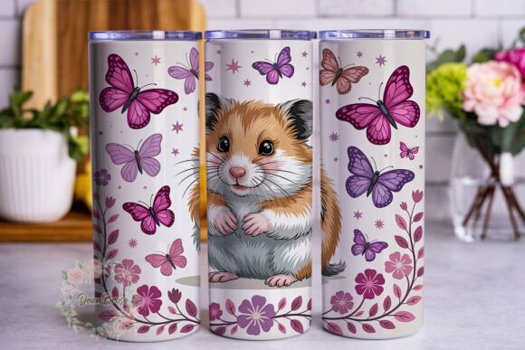 Pink Guinea Pig Butterfly 20oz Tumbler W