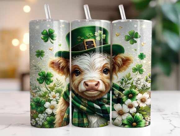 Review: Highland Cow Shamrock St Patrick Tumbler Design