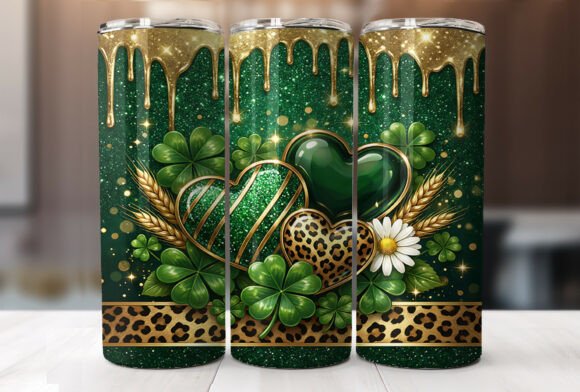St Patricks Clover Heart Tumbler Wrap
